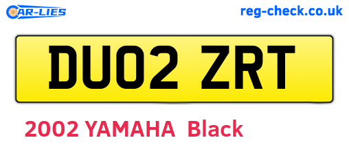 DU02ZRT are the vehicle registration plates.