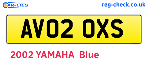 AV02OXS are the vehicle registration plates.