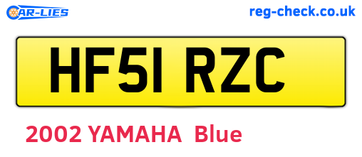 HF51RZC are the vehicle registration plates.
