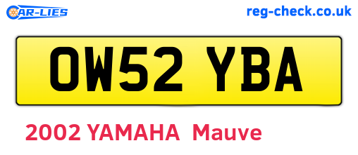 OW52YBA are the vehicle registration plates.