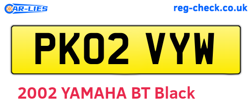 PK02VYW are the vehicle registration plates.