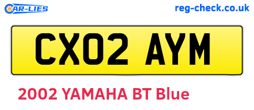 CX02AYM are the vehicle registration plates.