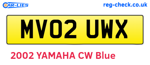MV02UWX are the vehicle registration plates.