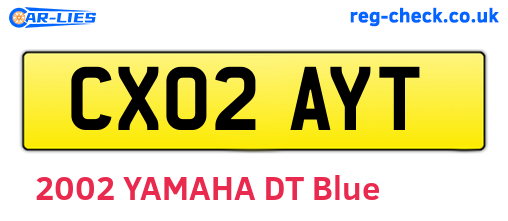 CX02AYT are the vehicle registration plates.