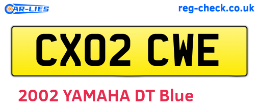 CX02CWE are the vehicle registration plates.