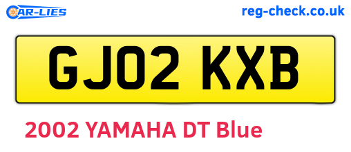 GJ02KXB are the vehicle registration plates.