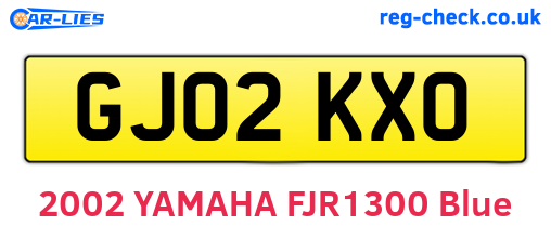 GJ02KXO are the vehicle registration plates.