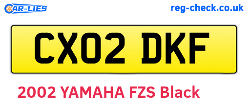 CX02DKF are the vehicle registration plates.