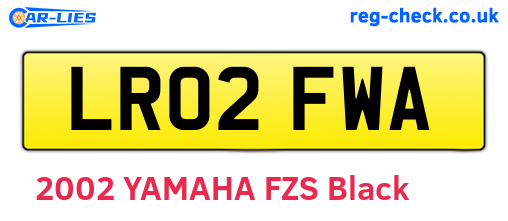 LR02FWA are the vehicle registration plates.