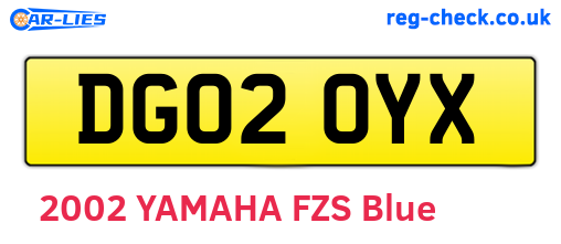 DG02OYX are the vehicle registration plates.