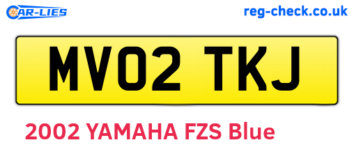 MV02TKJ are the vehicle registration plates.
