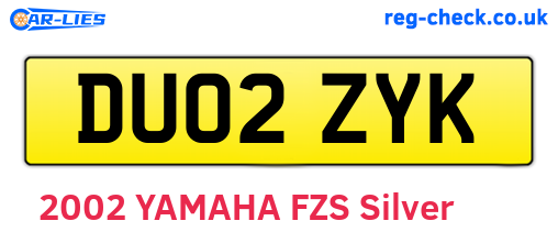 DU02ZYK are the vehicle registration plates.