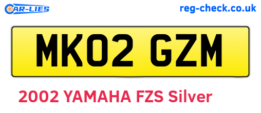 MK02GZM are the vehicle registration plates.