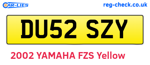 DU52SZY are the vehicle registration plates.