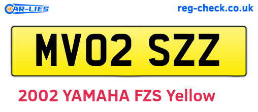 MV02SZZ are the vehicle registration plates.