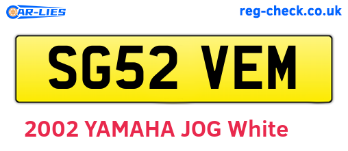 SG52VEM are the vehicle registration plates.