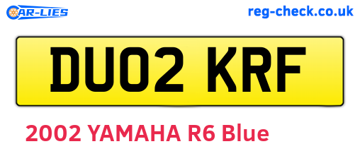 DU02KRF are the vehicle registration plates.