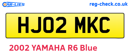 HJ02MKC are the vehicle registration plates.