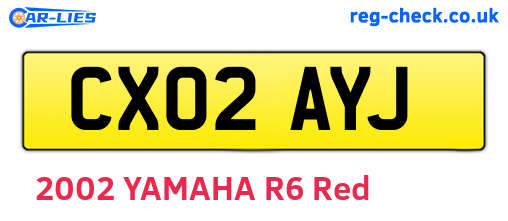 CX02AYJ are the vehicle registration plates.