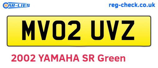 MV02UVZ are the vehicle registration plates.