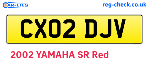 CX02DJV are the vehicle registration plates.