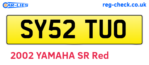 SY52TUO are the vehicle registration plates.