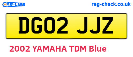 DG02JJZ are the vehicle registration plates.