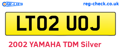 LT02UOJ are the vehicle registration plates.