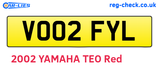 VO02FYL are the vehicle registration plates.