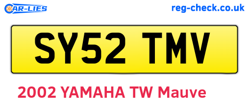 SY52TMV are the vehicle registration plates.