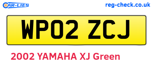 WP02ZCJ are the vehicle registration plates.