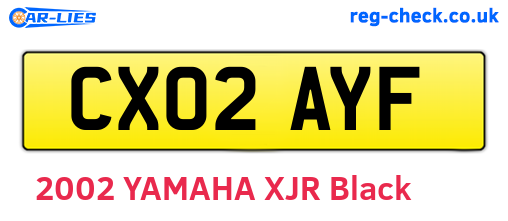 CX02AYF are the vehicle registration plates.