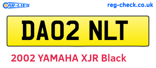 DA02NLT are the vehicle registration plates.