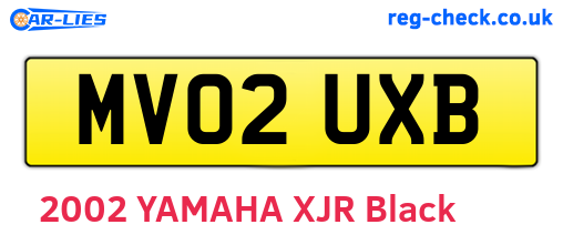 MV02UXB are the vehicle registration plates.