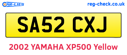 SA52CXJ are the vehicle registration plates.