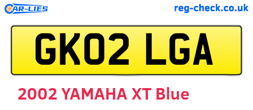 GK02LGA are the vehicle registration plates.