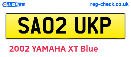 SA02UKP are the vehicle registration plates.