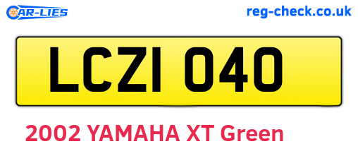 LCZ1040 are the vehicle registration plates.