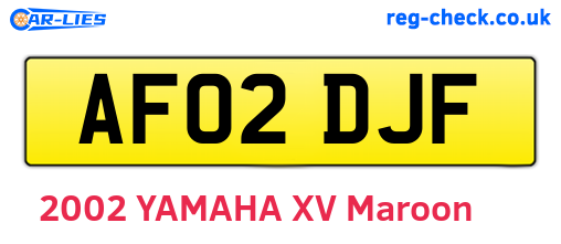 AF02DJF are the vehicle registration plates.