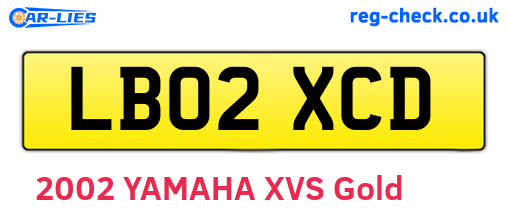 LB02XCD are the vehicle registration plates.