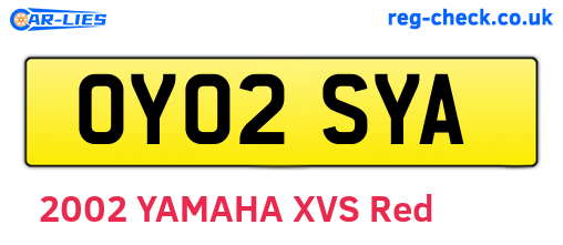 OY02SYA are the vehicle registration plates.