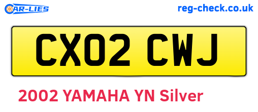CX02CWJ are the vehicle registration plates.