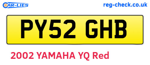 PY52GHB are the vehicle registration plates.