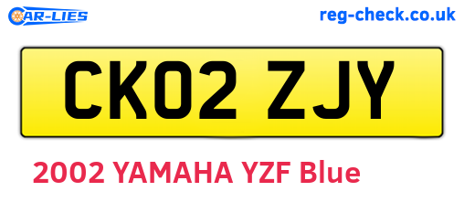 CK02ZJY are the vehicle registration plates.