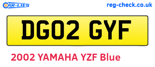 DG02GYF are the vehicle registration plates.