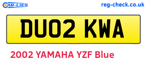 DU02KWA are the vehicle registration plates.