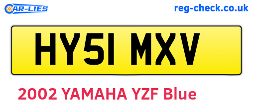 HY51MXV are the vehicle registration plates.