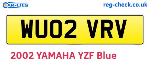WU02VRV are the vehicle registration plates.