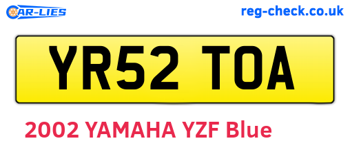 YR52TOA are the vehicle registration plates.