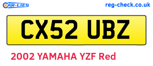 CX52UBZ are the vehicle registration plates.